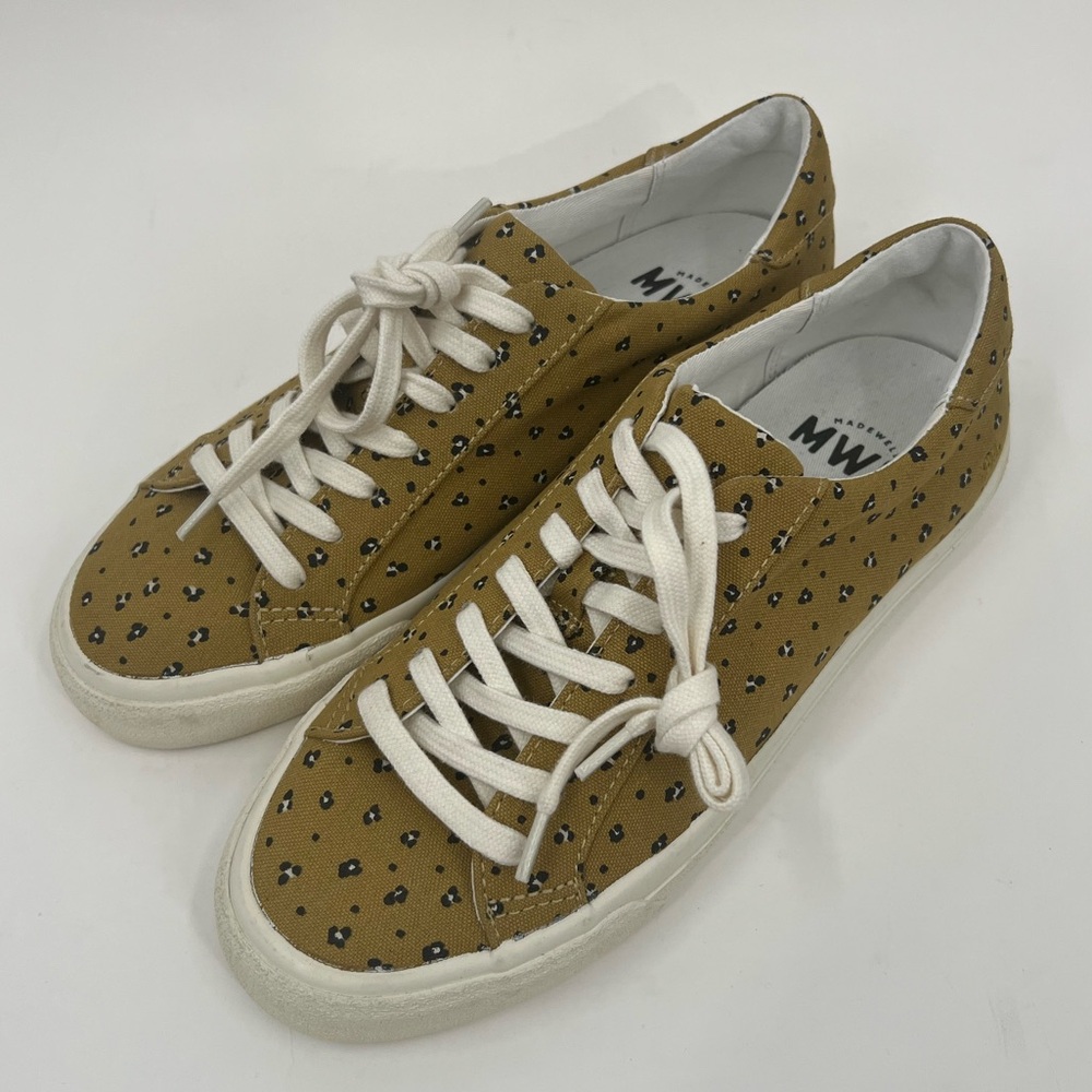 Madewell sidewalk low top canvas sneakers mini leopard print
